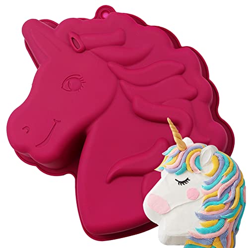 HGSHUO Silikonformen Einhorn Backform Kuchenform Silikon Form 3D Kuchenbackform Mousse Schokoladenformen Motivbackformen Gelee Dessert Soap Geburtstag Halloween Weihnachten von HGSHUO