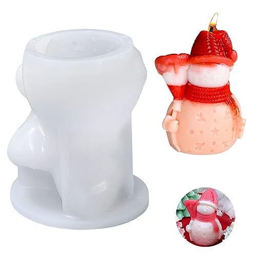 HGSHUO Weihnachten Kerzenformen Schneemann Kerzenform Silikon Weihnachten Form 3D Silikonform Kuchen Schokolade Soap Backform Harz Weihnachten Deko von HGSHUO