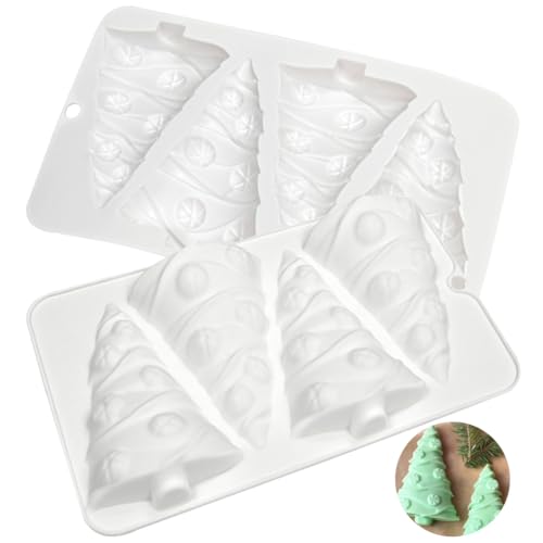 HGSHUO Weihnachten Silikonform Weihnachtsbaum Backform Kuchenform Silikon Kuchenbackform Weihnachtsbaum Mousse Kerzenform Schokoladenformen Motivbackformen Soap Weihnachten Form 2 Stück von HGSHUO