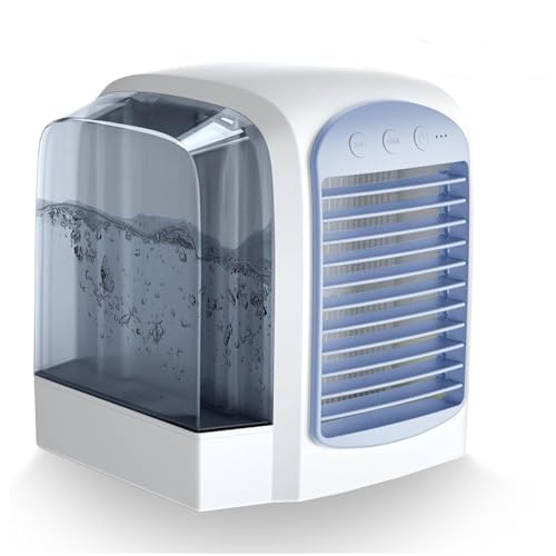 Breeze Box Klimaanlage, 3-in-1 Mini Klimaanlage, 3 Windgeschwindigkeiten, 380ml Wassertank, Mit Dynamischer Eisnebeltechnik, Entfernbarer Wassertank, Für Zuhause, Büro(Blue) von HGSTM