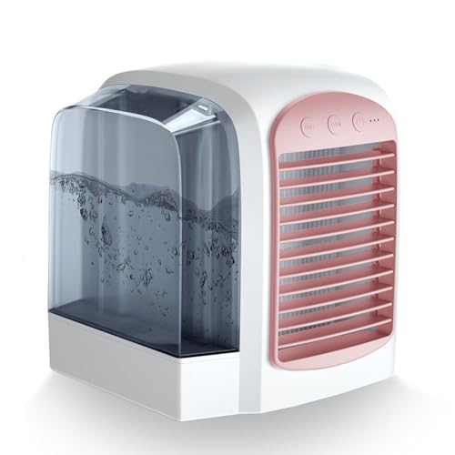 Breeze Box Klimaanlage, 3-in-1 Mini Klimaanlage, 3 Windgeschwindigkeiten, 380ml Wassertank, Mit Dynamischer Eisnebeltechnik, Entfernbarer Wassertank, Für Zuhause, Büro(Pink) von HGSTM