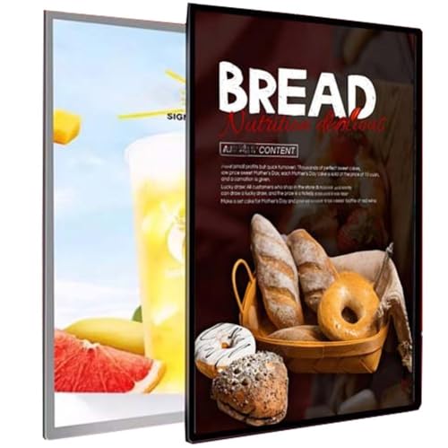LED-Leuchtenkasten, Wandmontierter Werbedisplayrahmen, Gehärtetes Glas Posterrahmen, Schmaler Werbeposter-Menü-Display LED-Leuchtenkasten, Rückbeleuchtete Menutafel für Restaurants(40 * 60cm) von HGSTM