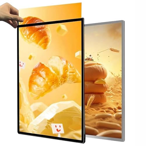 LED-Werbeleuchtenkasten, Ultraflaches gehärtetes Glas beleuchtetes Poster-Display, Steck-Werbeframedisplay, Restaurant-Menütafel, für Restaurants, Bars, Geschäfte(Black,A2) von HGSTM
