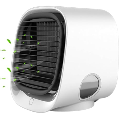 Tragbarer Breeze-Ventilator, tragbarer Luftkühler mit 3 Windgeschwindigkeiten und LED-Nachtlicht, mit 300-ml-Wassertank, drehbarem Winkel, geräuschlosem Betrieb, für Zimmer(Pink) von HGSTM