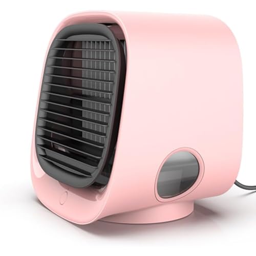 Tragbarer Breeze-Ventilator, tragbarer Luftkühler mit 3 Windgeschwindigkeiten und LED-Nachtlicht, mit 300-ml-Wassertank, drehbarem Winkel, geräuschlosem Betrieb, für Zimmer(White) von HGSTM