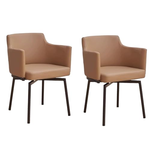 180° Rotating Dining Chairs, Upholstered Chair with Armrest and Backrest Carbon Steel Legs Auto Homing Technical Fabric A 2pcs von HGTRH