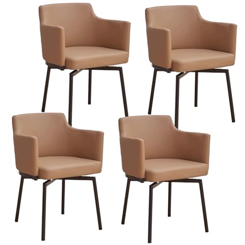 180° Rotating Dining Chairs, Upholstered Chair with Armrest and Backrest Carbon Steel Legs Auto Homing Technical Fabric A 4pcs von HGTRH