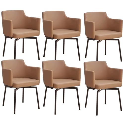 180° Rotating Dining Chairs, Upholstered Chair with Armrest and Backrest Carbon Steel Legs Auto Homing Technical Fabric A 6pcs von HGTRH