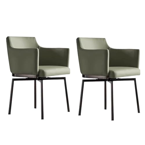 180° Rotating Dining Chairs, Upholstered Chair with Armrest and Backrest Carbon Steel Legs Auto Homing Technical Fabric B 2pcs von HGTRH