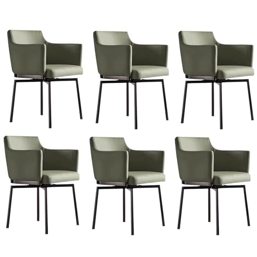 180° Rotating Dining Chairs, Upholstered Chair with Armrest and Backrest Carbon Steel Legs Auto Homing Technical Fabric B 6pcs von HGTRH