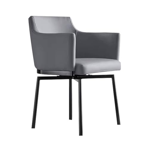 180° Rotating Dining Chairs, Upholstered Chair with Armrest and Backrest Carbon Steel Legs Auto Homing Technical Fabric D 1pc von HGTRH