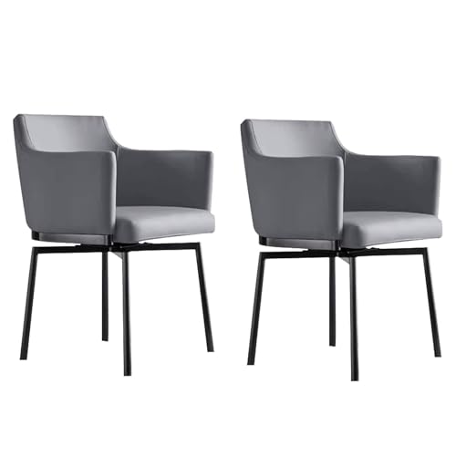 180° Rotating Dining Chairs, Upholstered Chair with Armrest and Backrest Carbon Steel Legs Auto Homing Technical Fabric D 2pcs von HGTRH