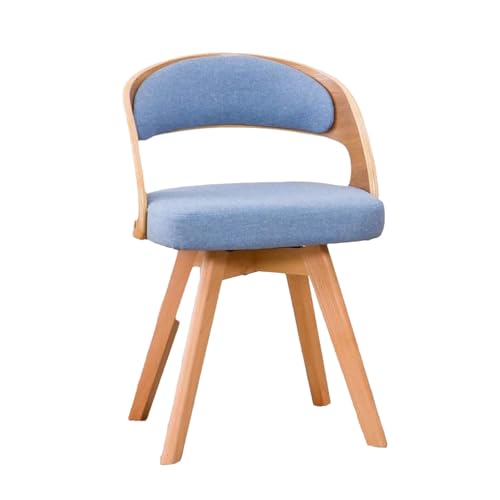 360° Swivel Dining Chairs, Modern Upholstered Chair with Cotton Linen Cushion and Arc Hollow Backrest Wooden Legs C 1pc von HGTRH
