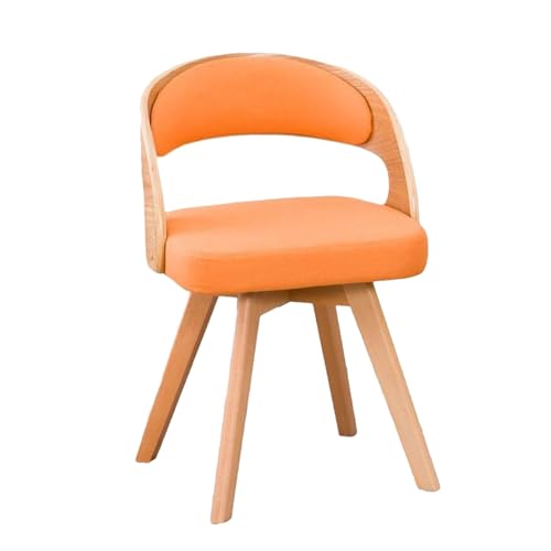 360° Swivel Dining Chairs, Modern Upholstered Chair with Cotton Linen Cushion and Arc Hollow Backrest Wooden Legs F 1pc von HGTRH