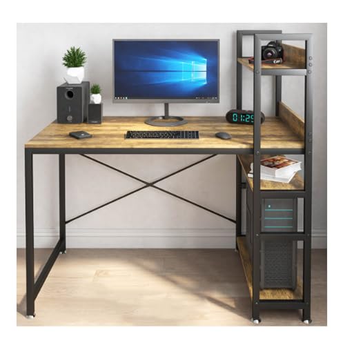 Computer Desk, Writing Study Table with Bookshelf Storage Shelves for Small Space Modern Simple Workstation Storage Partitions can be Moved for Home Office Dark Walnut Computer Desk, Writing Study Table with Bookshelf Storage Shelves for Small Space Modern Simple Workstation Storage Partitions can be Moved for Home Office Dark Walnut von HGTRH