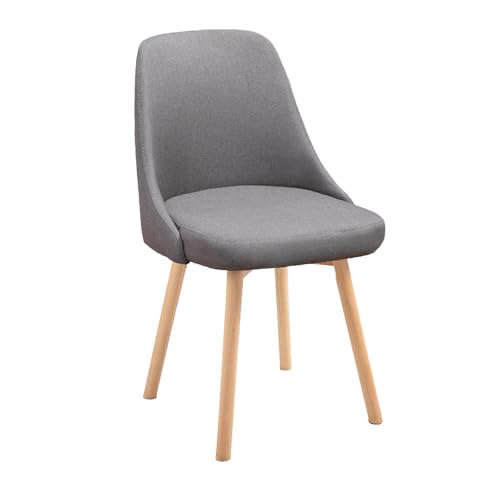 HGTRH 360° Rotating Dining Chair, Upholstered Chairs with Backrest Kitchen Chairs Cotton Linen 6.5cm Solid Wood Legs 551lbs Light Grey 1pc von HGTRH