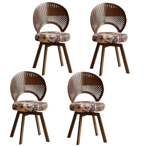 HGTRH 360° Rotating Fabric Upholstered Chair, Dining Chair with Carbon Steel Legs Wood Shell Shape Backrest Easy to Assemble 331lbs Loadings A 4pcs von HGTRH