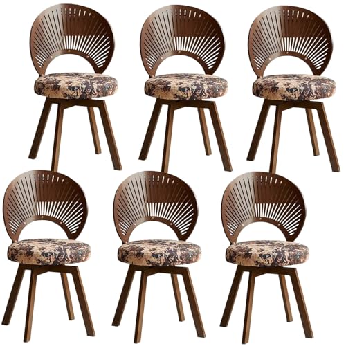 HGTRH 360° Rotating Fabric Upholstered Chair, Dining Chair with Carbon Steel Legs Wood Shell Shape Backrest Easy to Assemble 331lbs Loadings A 6pcs von HGTRH
