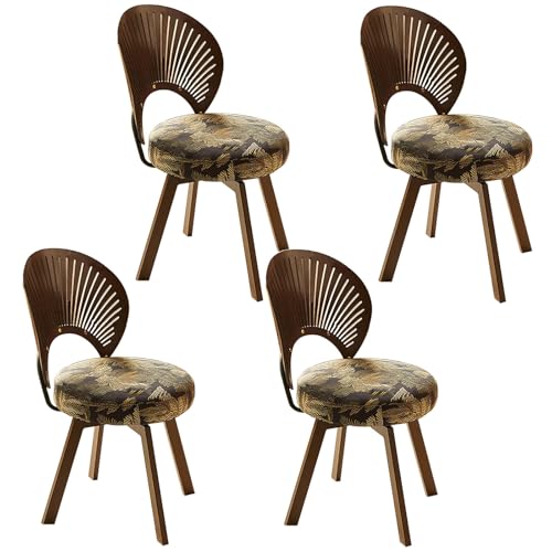HGTRH 360° Rotating Fabric Upholstered Chair, Dining Chair with Carbon Steel Legs Wood Shell Shape Backrest Easy to Assemble 331lbs Loadings C 4pcs HGTRH 360° Rotating Fabric Upholstered Chair, Dining Chair with Carbon Steel Legs Wood Shell Shape Backrest Easy to Assemble 331lbs Loadings C 4pcs von HGTRH