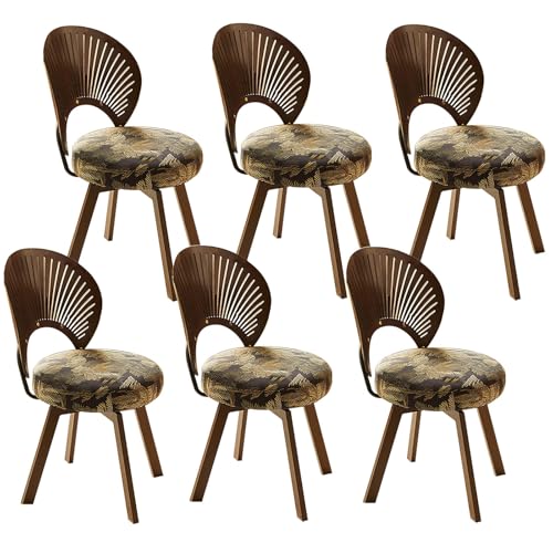 HGTRH 360° Rotating Fabric Upholstered Chair, Dining Chair with Carbon Steel Legs Wood Shell Shape Backrest Easy to Assemble 331lbs Loadings C 6pcs HGTRH 360° Rotating Fabric Upholstered Chair, Dining Chair with Carbon Steel Legs Wood Shell Shape Backrest Easy to Assemble 331lbs Loadings C 6pcs von HGTRH