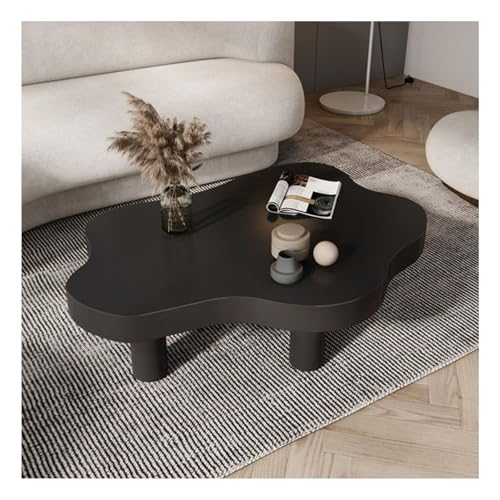 HGTRH Cloud Shaped Coffee Table, Irregular Solid Wood Cloud Shape Sofa Table Decor with 3 Legs Round Corner for Living Room Bedroom Furniture Black 110x80x40cm von HGTRH