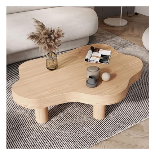 HGTRH Cloud Shaped Coffee Table, Irregular Solid Wood Cloud Shape Sofa Table Decor with 3 Legs Round Corner for Living Room Bedroom Furniture Wood 100x70x40cm von HGTRH