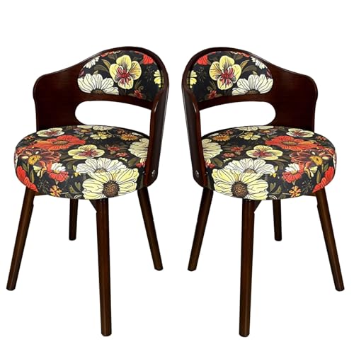 HGTRH Dining Chairs, Rotating Upholstered Chairs Backrest Solid Wood Legs Soft Cushions C 2pcs von HGTRH