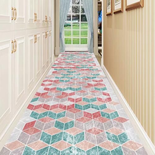 HGTRH Läufer Teppich Lang Flur rutschfest Waschbar Küche Korridor Teppichläufer Lange Teppichmatten Küchenläufer Wohnzimmer Küchenteppich D 50x280cm von HGTRH