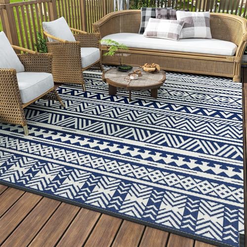 HGTRH Outdoor Teppich Camping Faltbar, Leicht Waschbarer Balkon Teppich, Antirutsch Terrassen Teppich Kristallsamtstoff Sandfest Pflegeleicht Teppich für DraußEn mit Rutschfester Silikonsohle von HGTRH