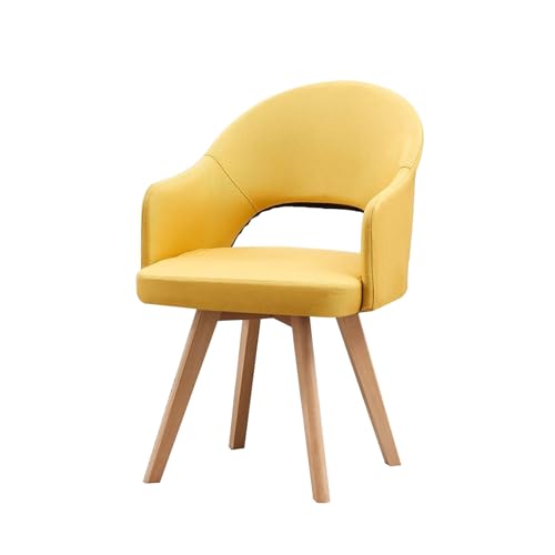 HGTRH Rotating Fabric Armchairs, Dining Room Chairs with Backrest Solid Wood Legs Upholstered Chair for Living Room Bedroom B 1pc von HGTRH