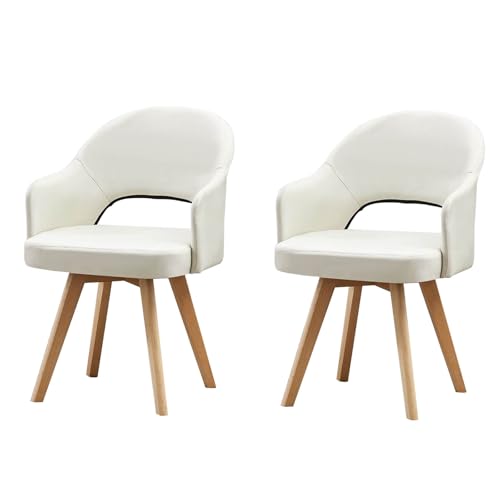 HGTRH Rotating Fabric Armchairs, Dining Room Chairs with Backrest Solid Wood Legs Upholstered Chair for Living Room Bedroom D 2pcs von HGTRH