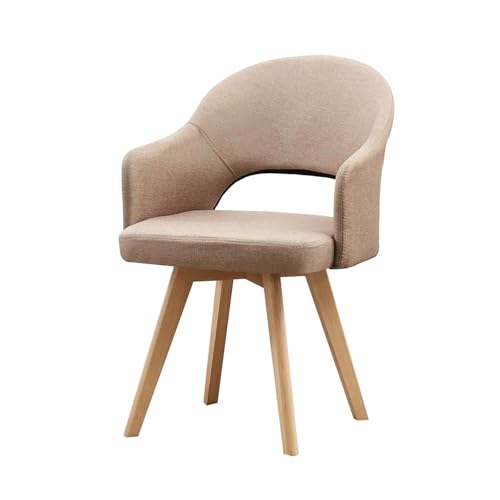 HGTRH Rotating Fabric Armchairs, Dining Room Chairs with Backrest Solid Wood Legs Upholstered Chair for Living Room Bedroom F 1pc von HGTRH