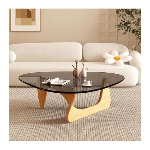 HGTRH Small Glass Living Room Coffee Table, Modern Sofa Side Table with Wooden Legs Irregular Minimalist Leisure Style Easy Assembly Wood LegsB 114x83cm HGTRH Small Glass Living Room Coffee Table, Modern Sofa Side Table with Wooden Legs Irregular Minimalist Leisure Style Easy Assembly Wood LegsB 114x83cm von HGTRH