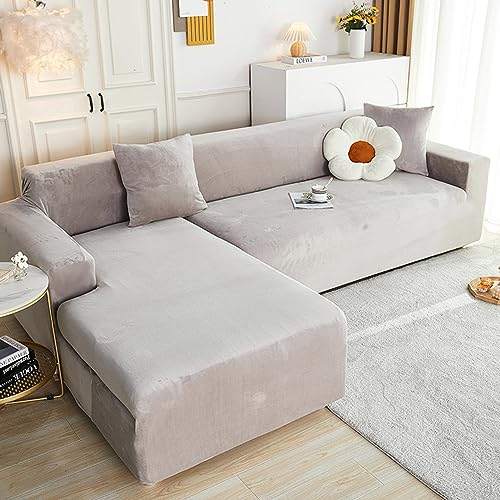 HGTRH Sofa üBerzug 1 2 3 4 Sitzer mit Armlehne Kratzfest, Sofabezug Ecksofa Spannbezug, Samt Sofaschoner L Form Schmutzabweisend Waschbar Kompletter Schutz, Elastische Couch üBerzug Sofahusse von HGTRH