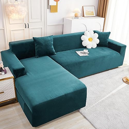 HGTRH Sofa üBerzug 1 2 3 4 Sitzer mit Armlehne Kratzfest, Sofabezug Ecksofa Spannbezug, Samt Sofaschoner L Form Schmutzabweisend Waschbar Kompletter Schutz, Elastische Couch üBerzug Sofahusse von HGTRH