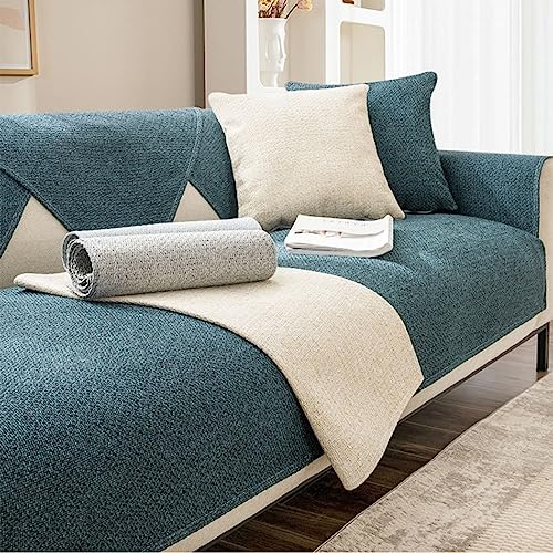 HGTRH Sofa üBerzug Ecksofa 4 und 3 Sitzer, Couch üBerzug L Form, rutschfest rutschfest Baumwolle und Leinen SofaüBerwüRfe Hautfreundlich Langlebig Sofaschoner Kratzschutz Sofa Schutzdecke von HGTRH
