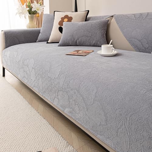 HGTRH Sofa üBerzug L Form Groß Ecksofa Samt, Sofabezug 3 Sitzer L Form mit Armlehne, Couch üBerzug füR Wohnlandschaft rutschfest Anthrazit, Dreidimensionale 90 * 120 von HGTRH