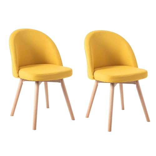 HGTRH Swivel Dining Chairs, Conference Chairs with Curved Backrest Upholstered Armchair with Solid Wood Legs Lounge Chair A 2pcs von HGTRH