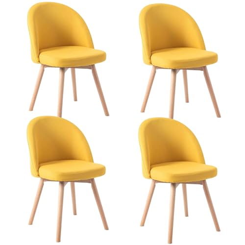 HGTRH Swivel Dining Chairs, Conference Chairs with Curved Backrest Upholstered Armchair with Solid Wood Legs Lounge Chair A 4pcs von HGTRH