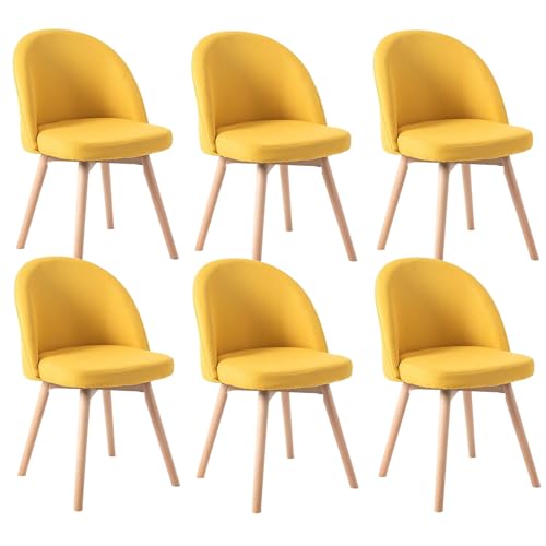 HGTRH Swivel Dining Chairs, Conference Chairs with Curved Backrest Upholstered Armchair with Solid Wood Legs Lounge Chair A 6pcs von HGTRH