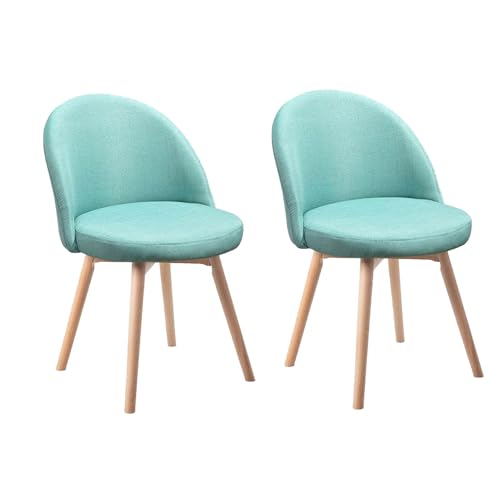 HGTRH Swivel Dining Chairs, Conference Chairs with Curved Backrest Upholstered Armchair with Solid Wood Legs Lounge Chair B 2pcs von HGTRH