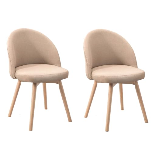 HGTRH Swivel Dining Chairs, Conference Chairs with Curved Backrest Upholstered Armchair with Solid Wood Legs Lounge Chair D 2pcs von HGTRH