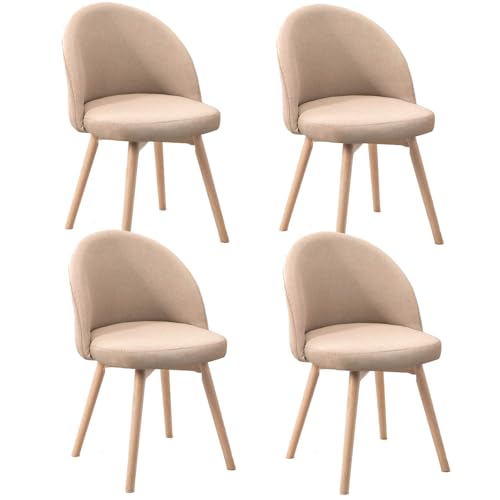 HGTRH Swivel Dining Chairs, Conference Chairs with Curved Backrest Upholstered Armchair with Solid Wood Legs Lounge Chair D 4pcs von HGTRH