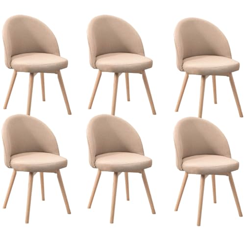 HGTRH Swivel Dining Chairs, Conference Chairs with Curved Backrest Upholstered Armchair with Solid Wood Legs Lounge Chair D 6pcs von HGTRH