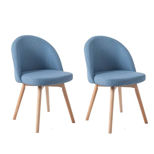 HGTRH Swivel Dining Chairs, Conference Chairs with Curved Backrest Upholstered Armchair with Solid Wood Legs Lounge Chair E 2pcs von HGTRH