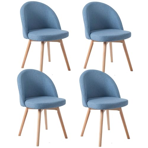 HGTRH Swivel Dining Chairs, Conference Chairs with Curved Backrest Upholstered Armchair with Solid Wood Legs Lounge Chair E 4pcs von HGTRH