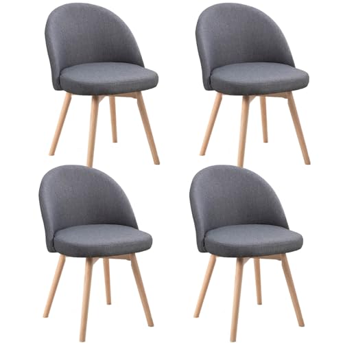 HGTRH Swivel Dining Chairs, Conference Chairs with Curved Backrest Upholstered Armchair with Solid Wood Legs Lounge Chair G 4pcs von HGTRH