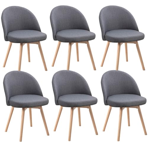 HGTRH Swivel Dining Chairs, Conference Chairs with Curved Backrest Upholstered Armchair with Solid Wood Legs Lounge Chair G 6pcs von HGTRH