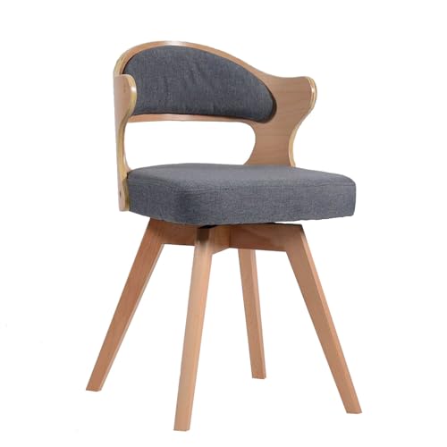 HGTRH Swivel Dining Room Chairs, Wooden Kitchen Chairs with Armrest Padded Armchairs with Linen for Living Room Bedroom D 1pc von HGTRH