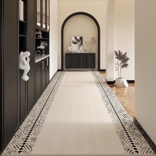 HGTRH TeppichläUfer rutschfest LäUfer Flur, FlurläUfer KüChenteppich Abstrakt Dunkelgrau Waschbar Meterware Schlafzimmer Korridor Teppich Lang, LäNge Anpassbare C 70x300cm von HGTRH